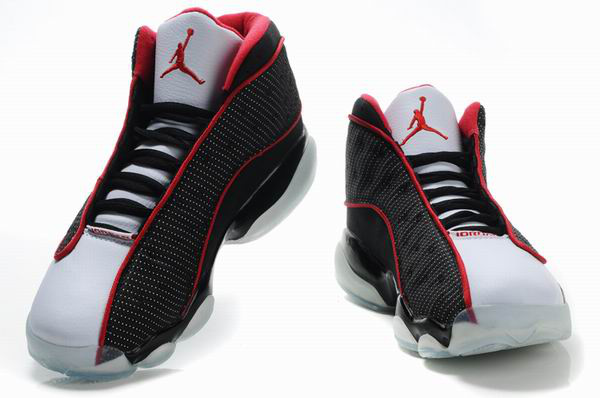 2012 Air Jordan 13 Net Vamp Transparent Sole Black White Red Shoes