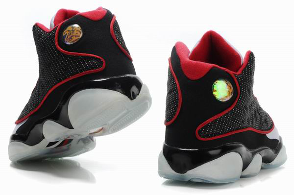 2012 Air Jordan 13 Net Vamp Transparent Sole Black White Red Shoes