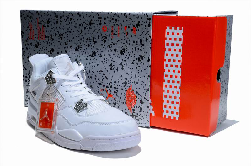 New Air Jordan 4 Hardcover Box All White Shoes