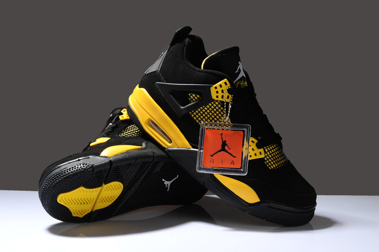 2012 Air Jordan 4 Black Yellow Shoes 