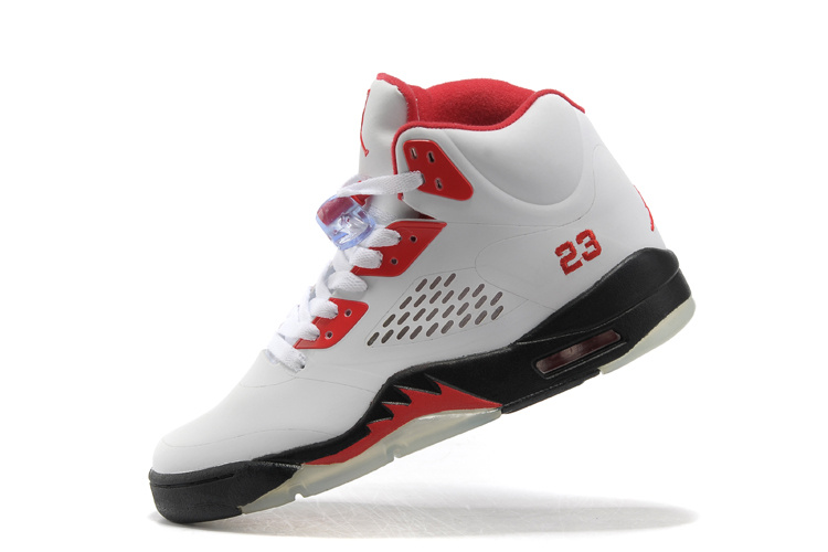 Air Jordan 5 White Red Black Shoes