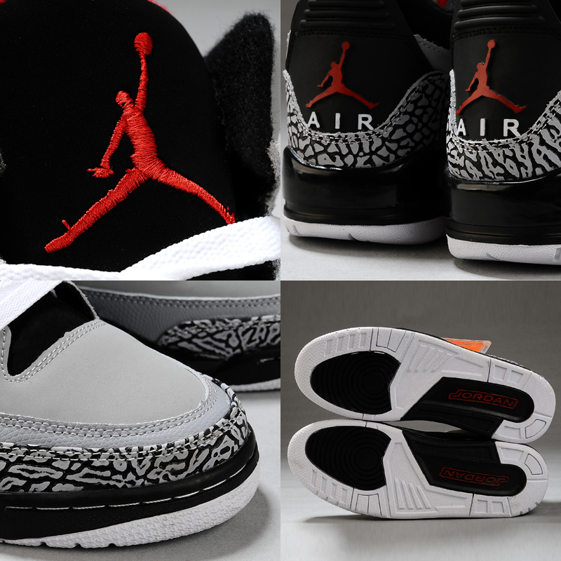 Real Air Jordan Retro 3 Grey Black White Shoes